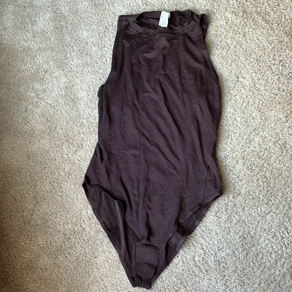 Lululemon Wundermost Ultra-Soft Nulu High-Neck Sleeveless Bodysuit French Press
